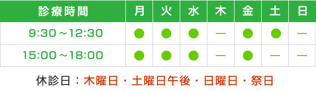 診療時間表